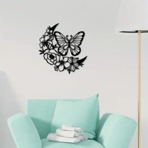 Home Decor 1pc, Modern Butterfly Flower Wooden Wall Art