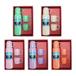 New Shape Vacuum Flask Stainless Steel Bottle With 2 Cups And Gift Box 550 Ml (direct Sip Option) (random Color)