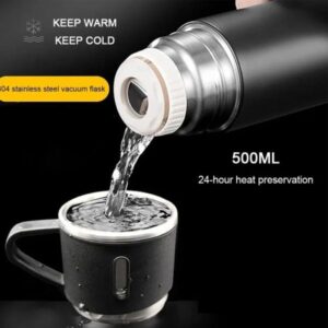 Stainless Steel Vacuum Flask Set With 3 Cups, 500ml