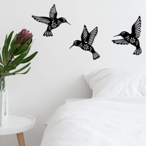 Wall Art Humming Birds 6pcs Wooden Wall Decor