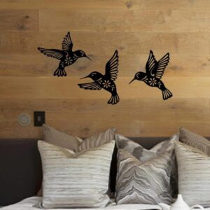 Wall Art Humming Birds 6pcs Wooden Wall Decor